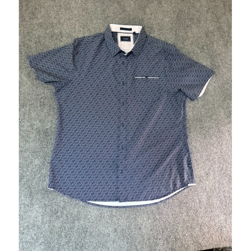 7 Diamonds 4 Way Stretch Polo Shirt Dark Gray Geometric Short Sleeve Size XL